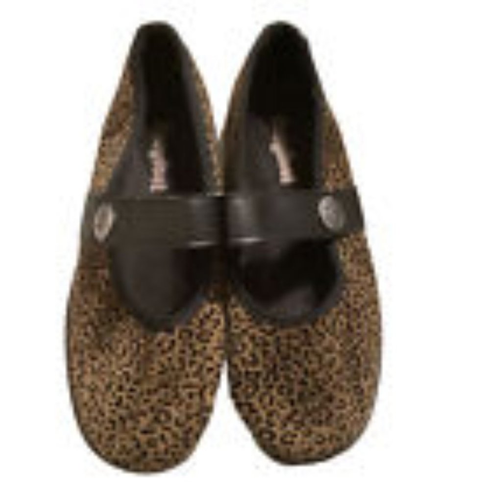 CosyFeet Women's Shoes Black Brown 5M Suede Koryl Strap Cheetah Mary Jane Flats